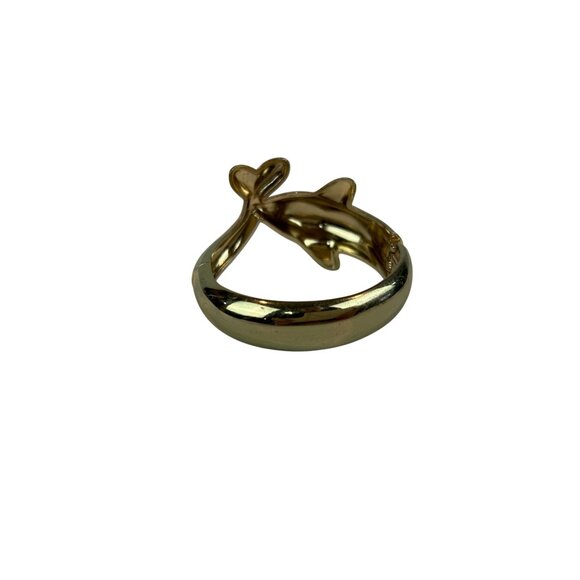 Unbranded Jewelry - Vintage Dolphin Gold-Tone Bracelet Hinged Bangle 80s 90s Coastal